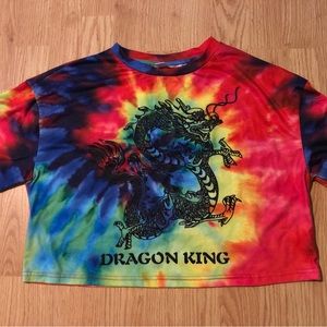 NWOT, Rainbow Graphic Tie dye Cropped T-Shirt, Size Medium